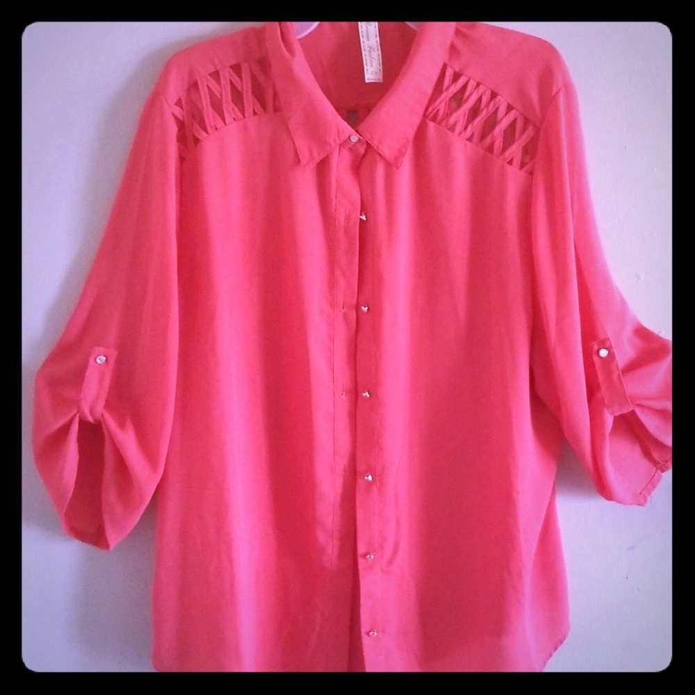 Pink button down shirt